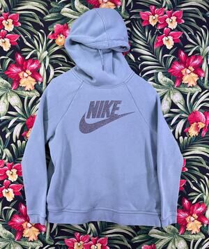 Vintage Nike Silver Polka Dots Turtleneck Hoodie Size Medium